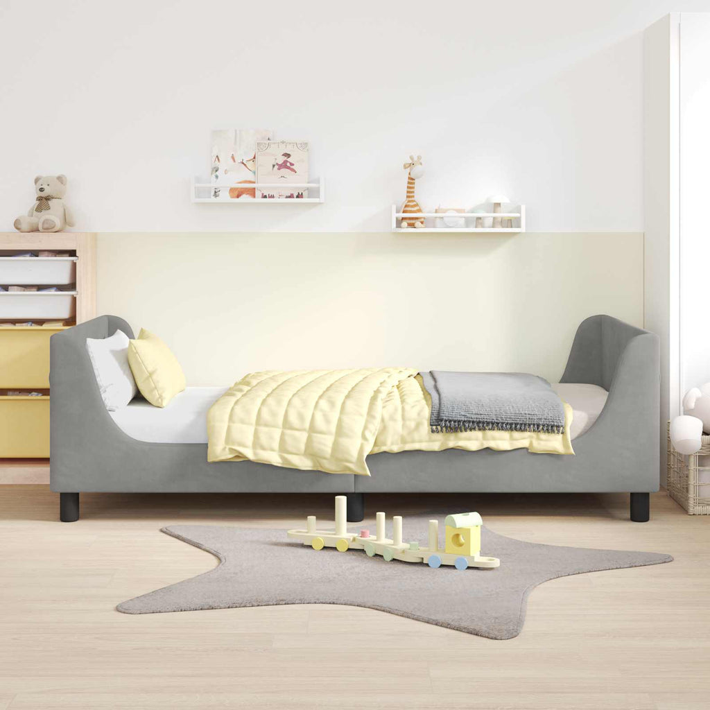 vidaXL Łóżko Dziecięce z Ramą i Zagłówkiem jasnoszary 80 x 200 cm