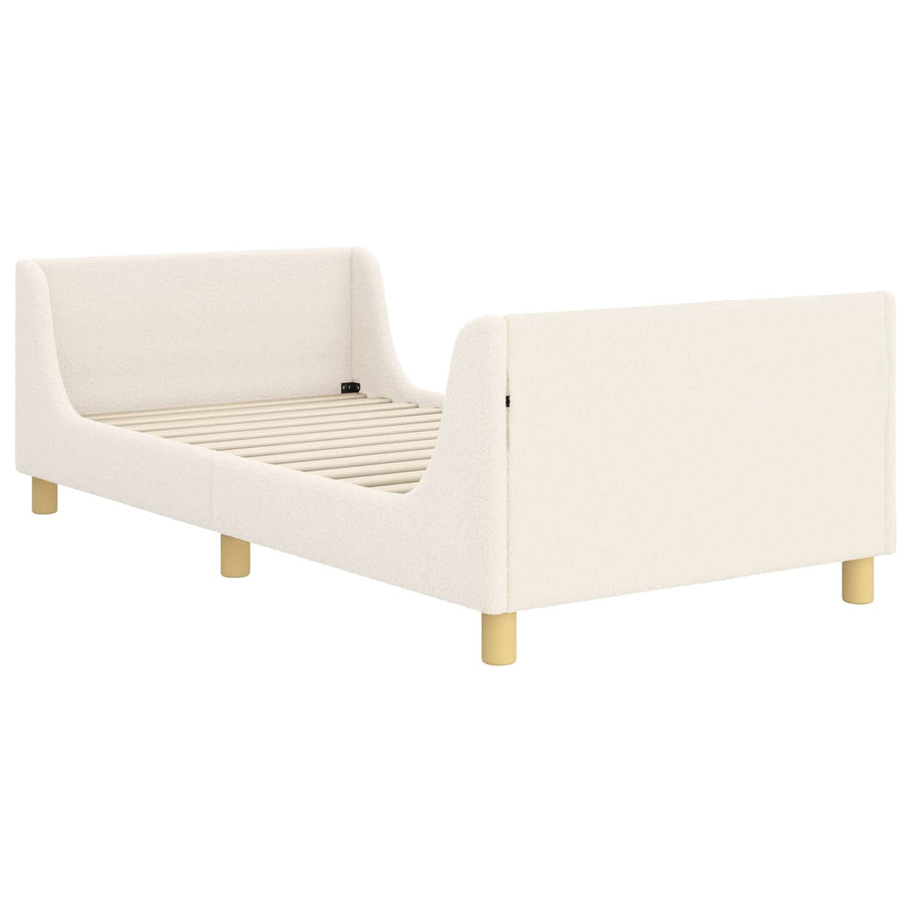 vidaXL Łóżko Dziecięce z Ramą i Zagłówkiem kremowy 90 x 190 cm Bouclé