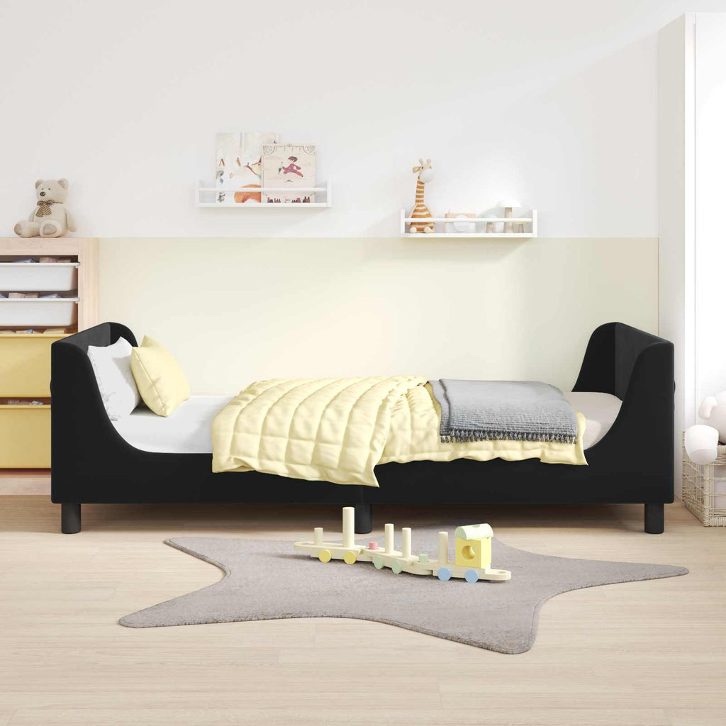 vidaXL Łóżko Dziecięce z Ramą i Zagłówkiem Czarny 90 x 190 cm Welur