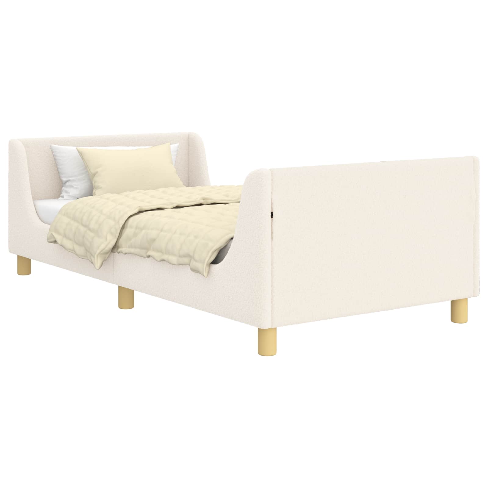 vidaXL Łóżko Dziecięce z Ramą i Zagłówkiem kremowy 90 x 200 cm Bouclé