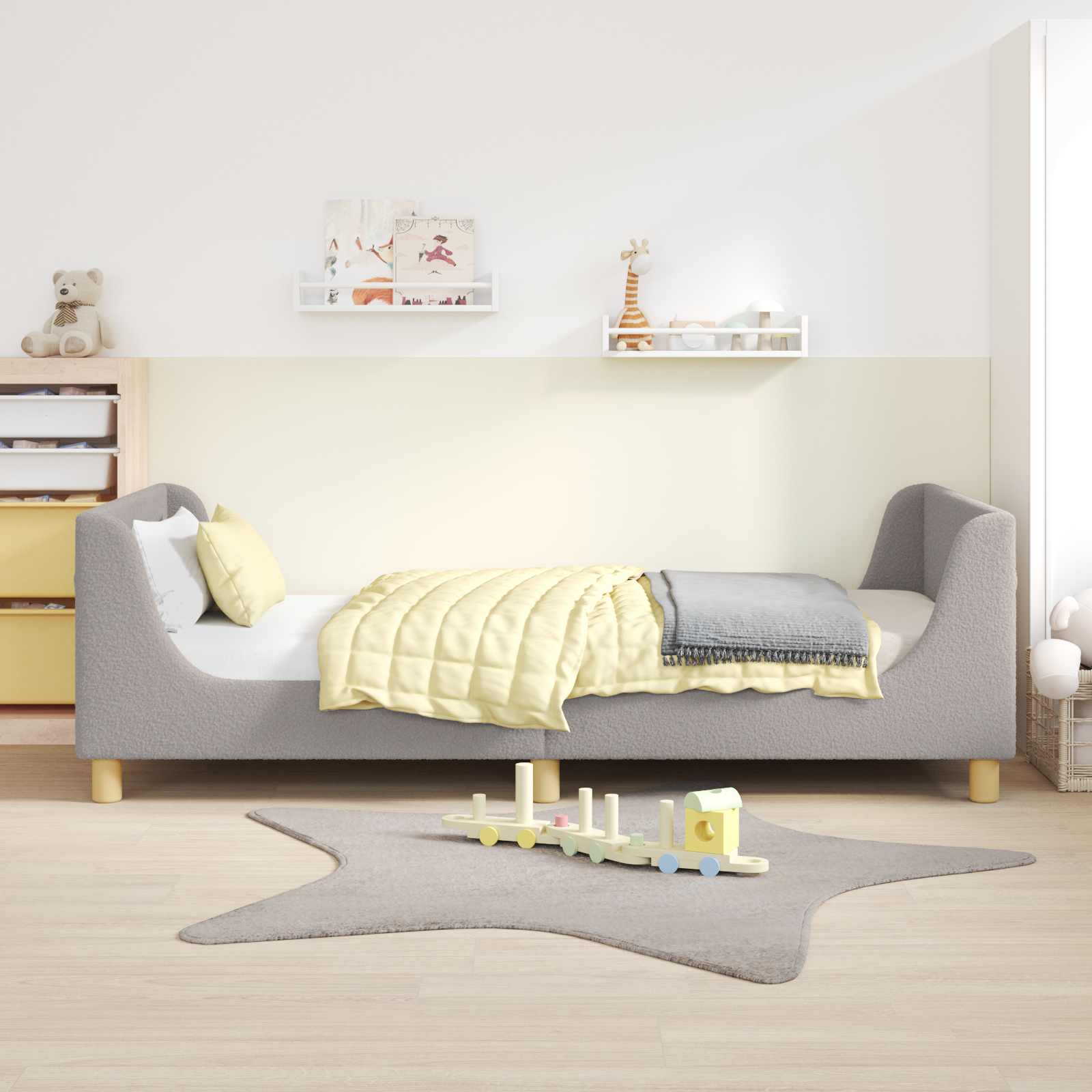 vidaXL Łóżko Dziecięce z Ramą i Zagłówkiem jasnoszary 90 x 200 cm