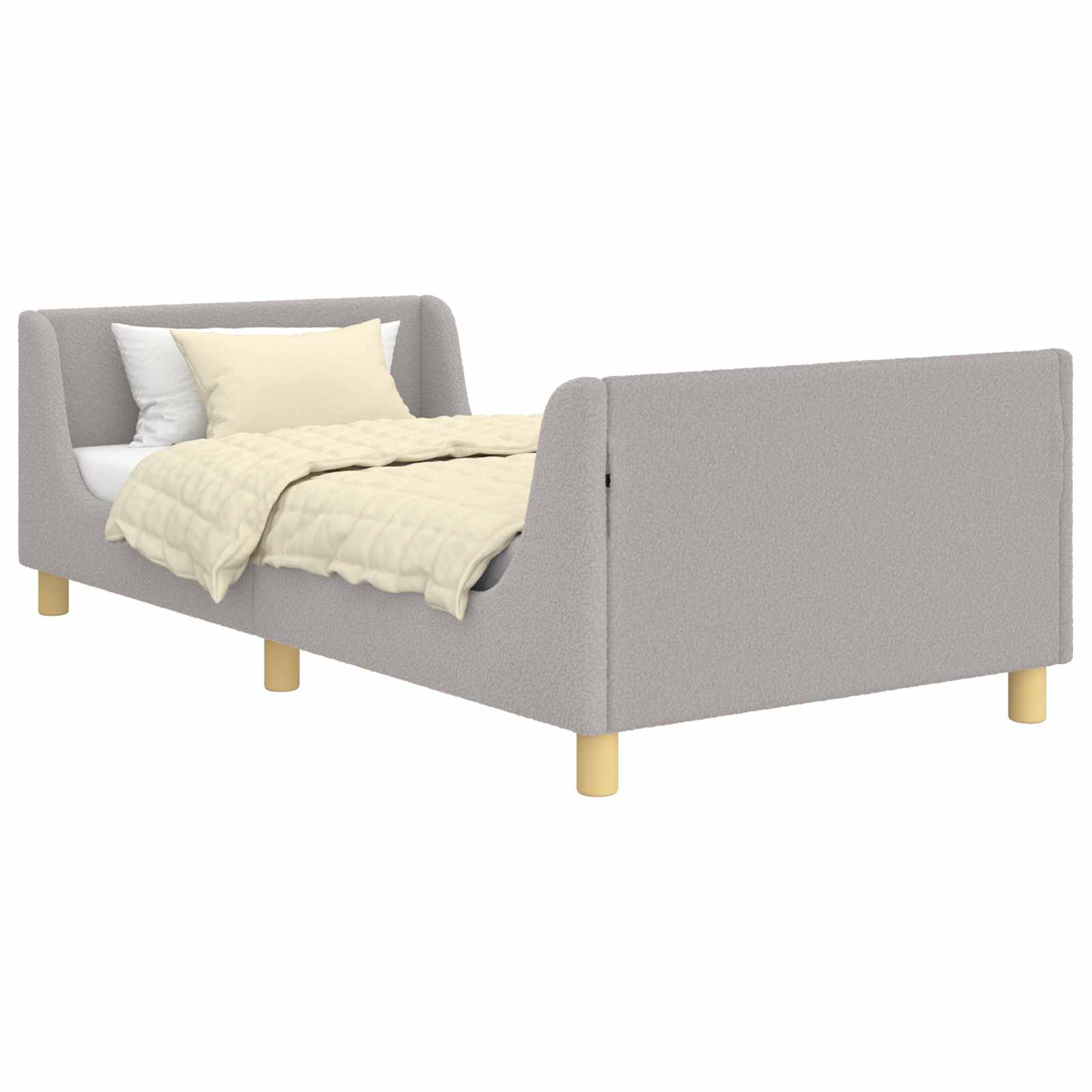 vidaXL Łóżko Dziecięce z Ramą i Zagłówkiem jasnoszary 90 x 200 cm