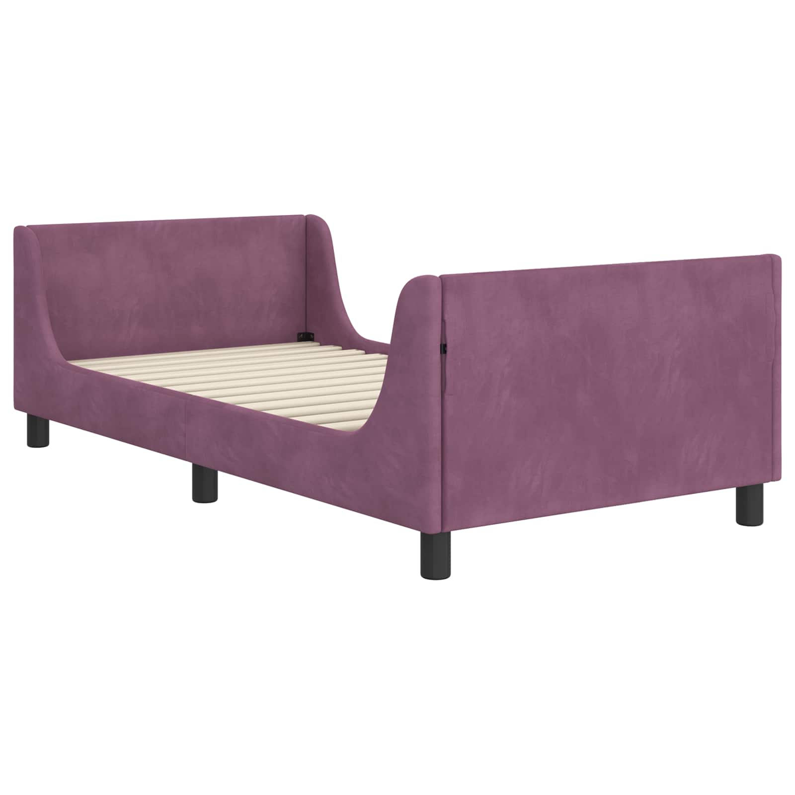 vidaXL Łóżko Dziecięce z Ramą i Zagłówkiem Fioletowy 90 x 200 cm Welur