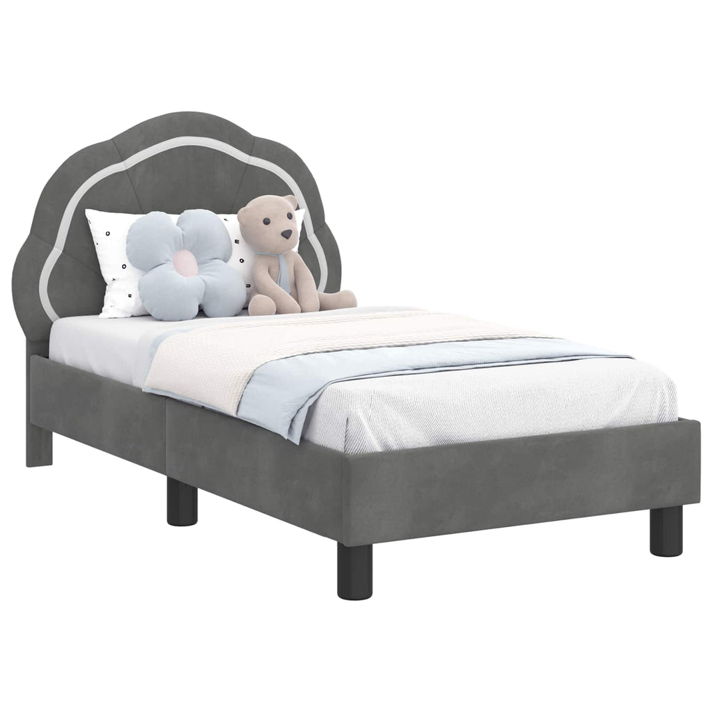 vidaXL Stelaż łóżka dla malucha z oparciem ciemnoszary 70 x 140 cm