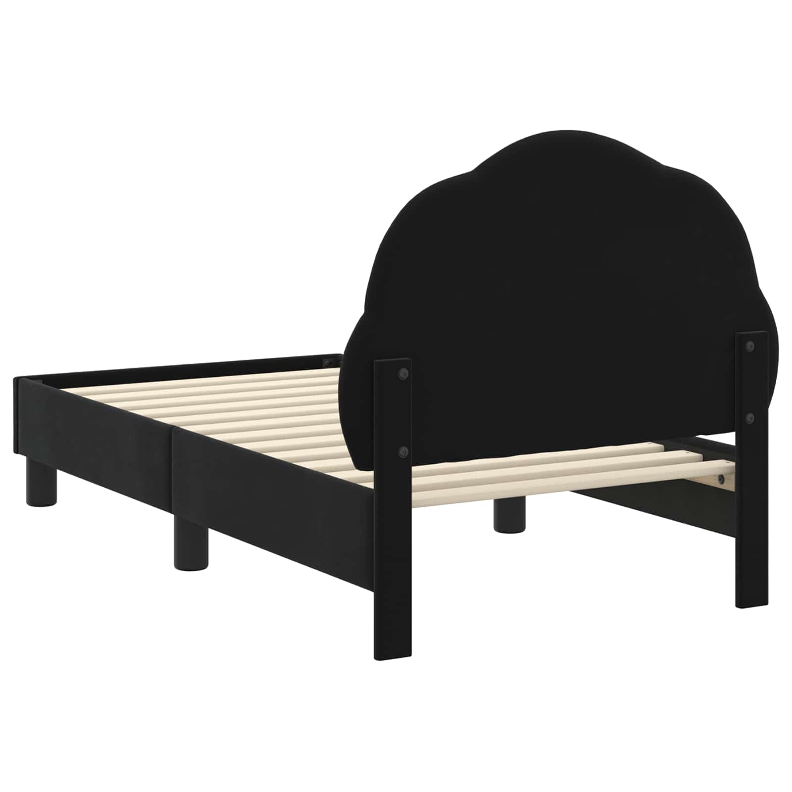 vidaXL Stelaż łóżka dla malucha z oparciem Czarny 70 x 140 cm Welur