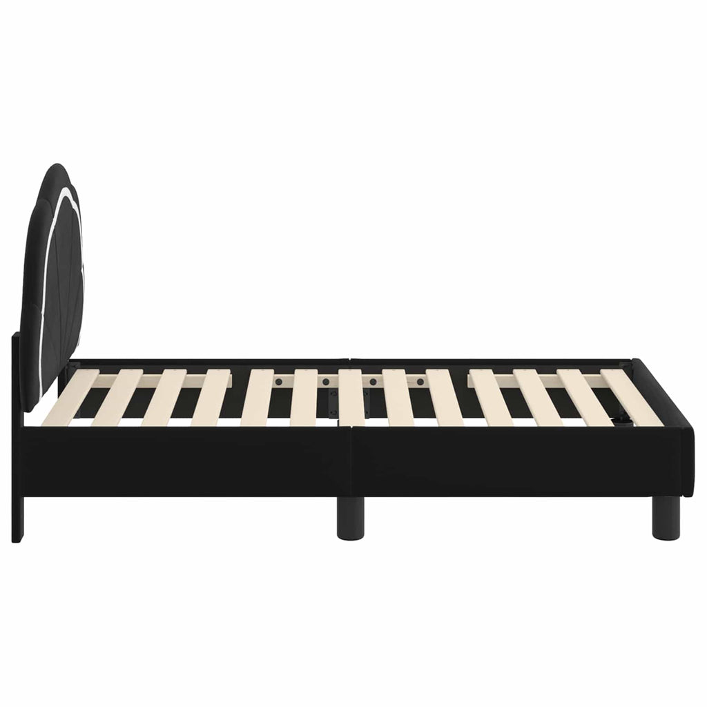 vidaXL Stelaż łóżka dla malucha z oparciem Czarny 70 x 140 cm Welur