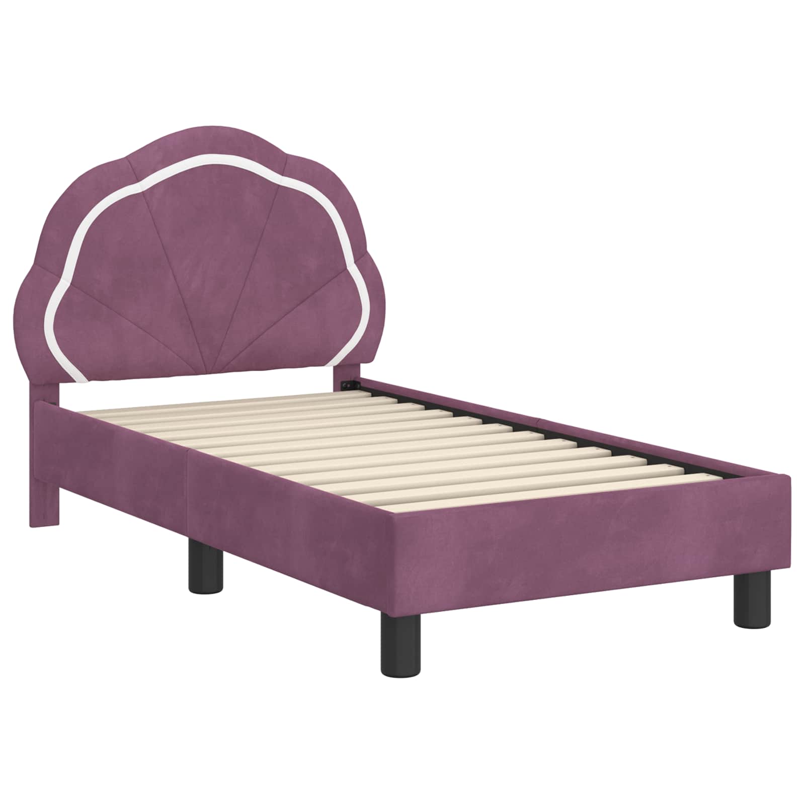 vidaXL Stelaż łóżka dla malucha z oparciem Fioletowy 70 x 140 cm Welur