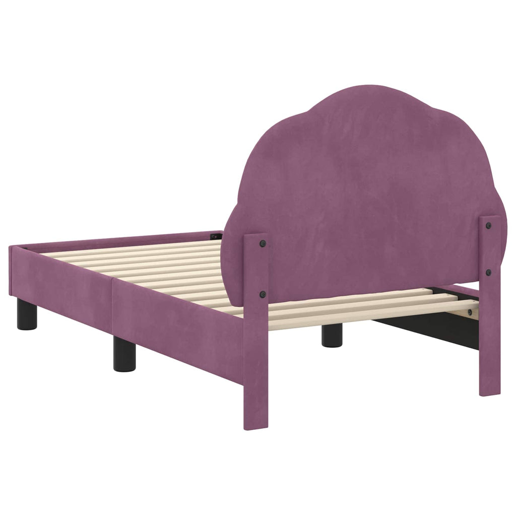 vidaXL Stelaż łóżka dla malucha z oparciem Fioletowy 70 x 140 cm Welur