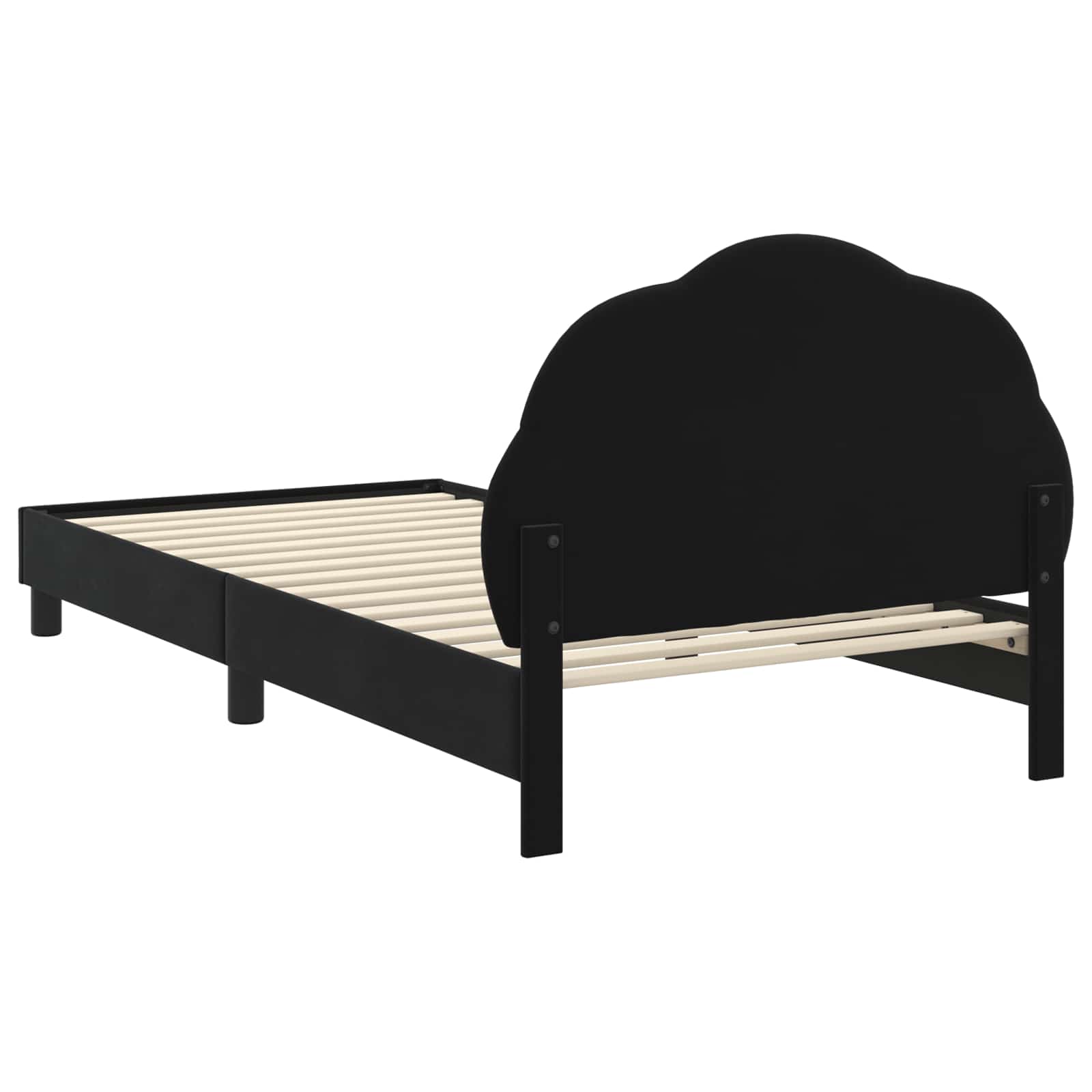 vidaXL Łóżko Dziecięce z Ramą i Zagłówkiem Czarny 90 x 200 cm Welur