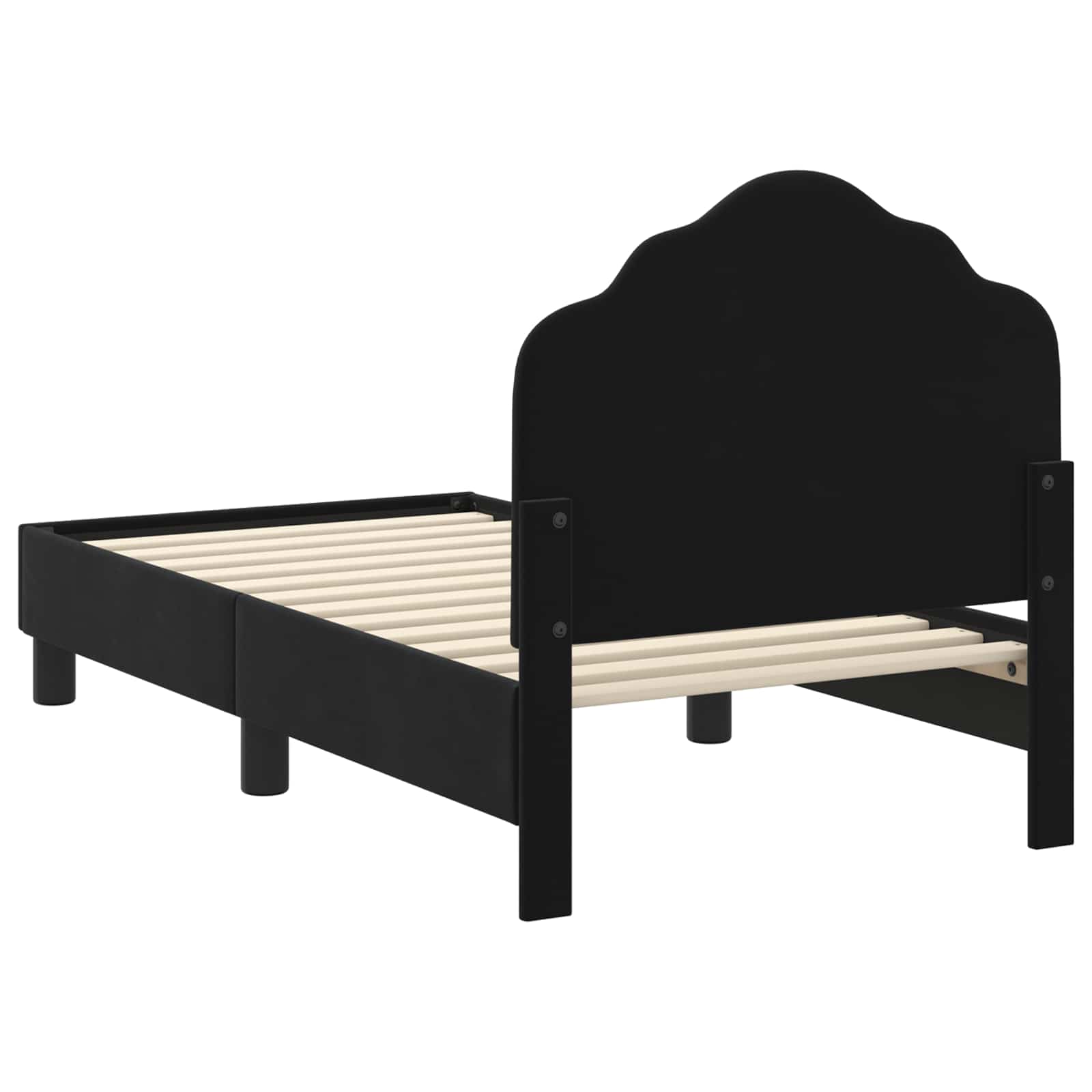 vidaXL Stelaż łóżka dla malucha z oparciem Czarny 70 x 140 cm Welur