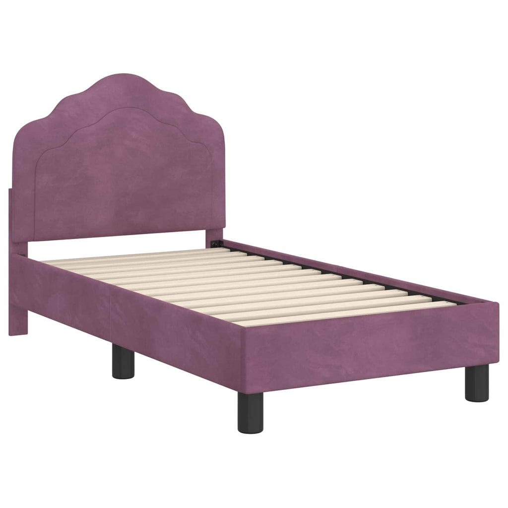 vidaXL Stelaż łóżka dla malucha z oparciem Fioletowy 70 x 140 cm Welur