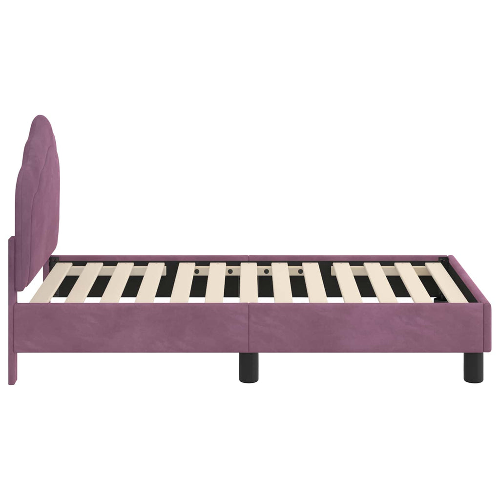 vidaXL Stelaż łóżka dla malucha z oparciem Fioletowy 70 x 140 cm Welur