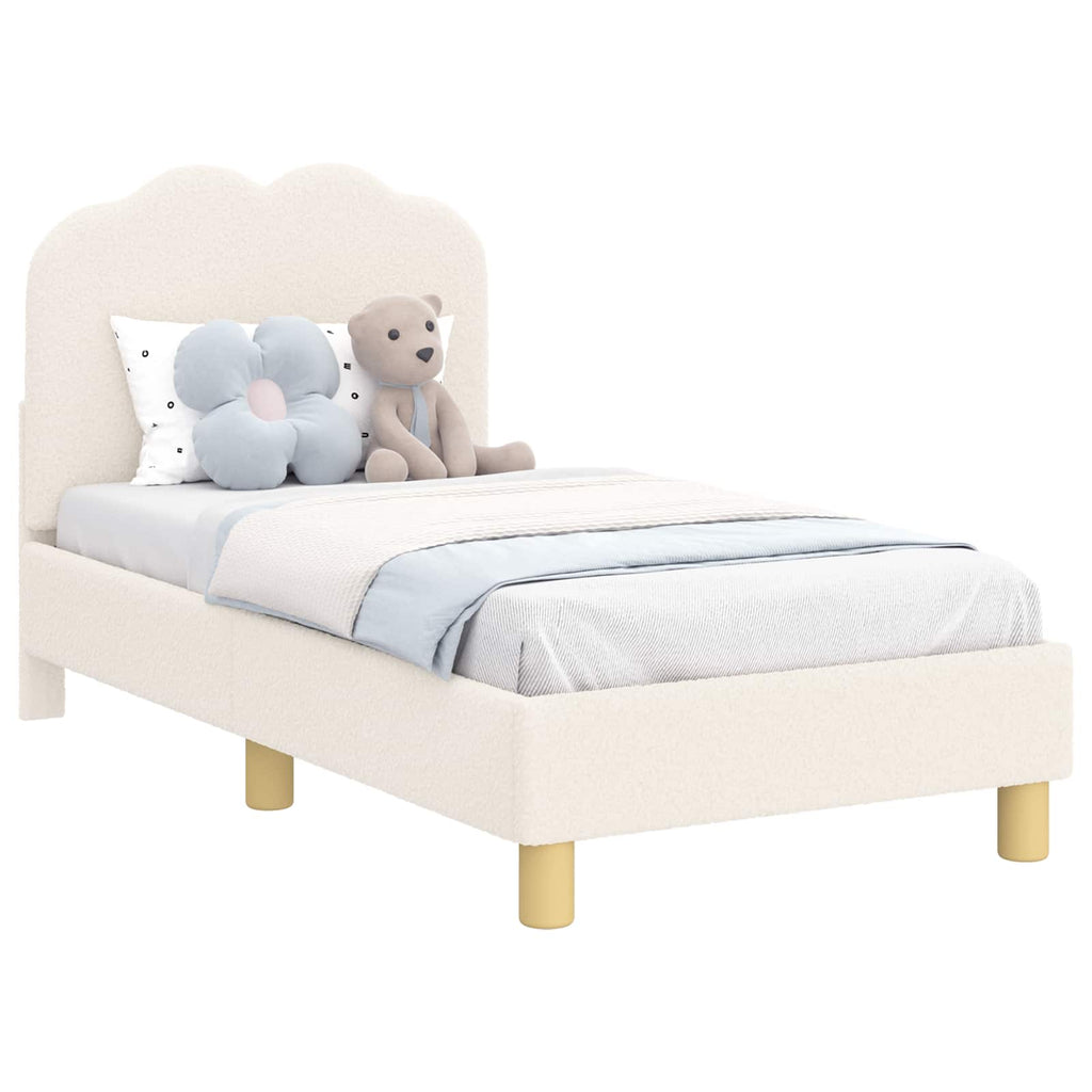 vidaXL Stelaż łóżka dla malucha z oparciem kremowy 70 x 140 cm Bouclé