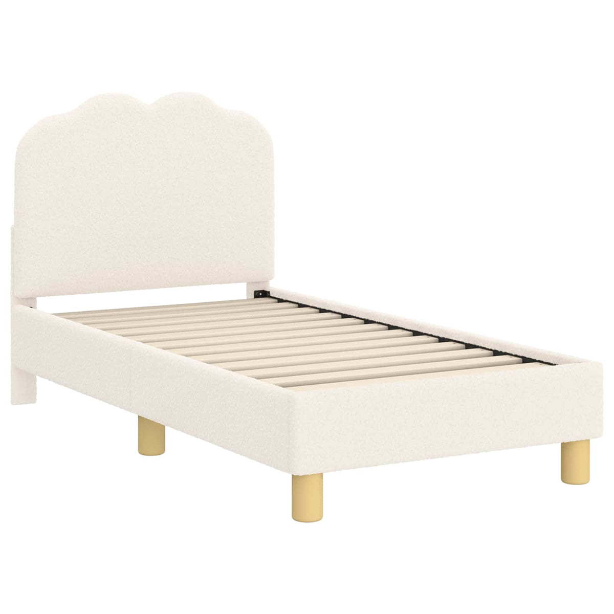 vidaXL Stelaż łóżka dla malucha z oparciem kremowy 70 x 140 cm Bouclé