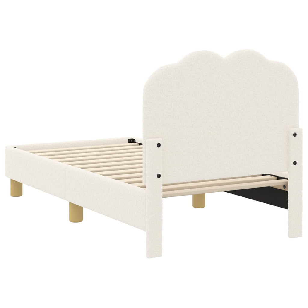 vidaXL Stelaż łóżka dla malucha z oparciem kremowy 70 x 140 cm Bouclé