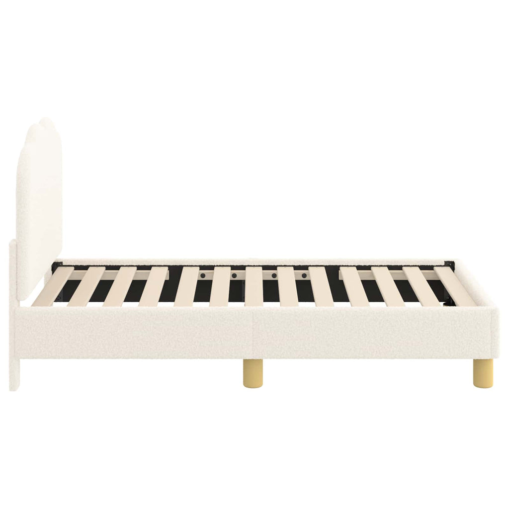 vidaXL Stelaż łóżka dla malucha z oparciem kremowy 70 x 140 cm Bouclé