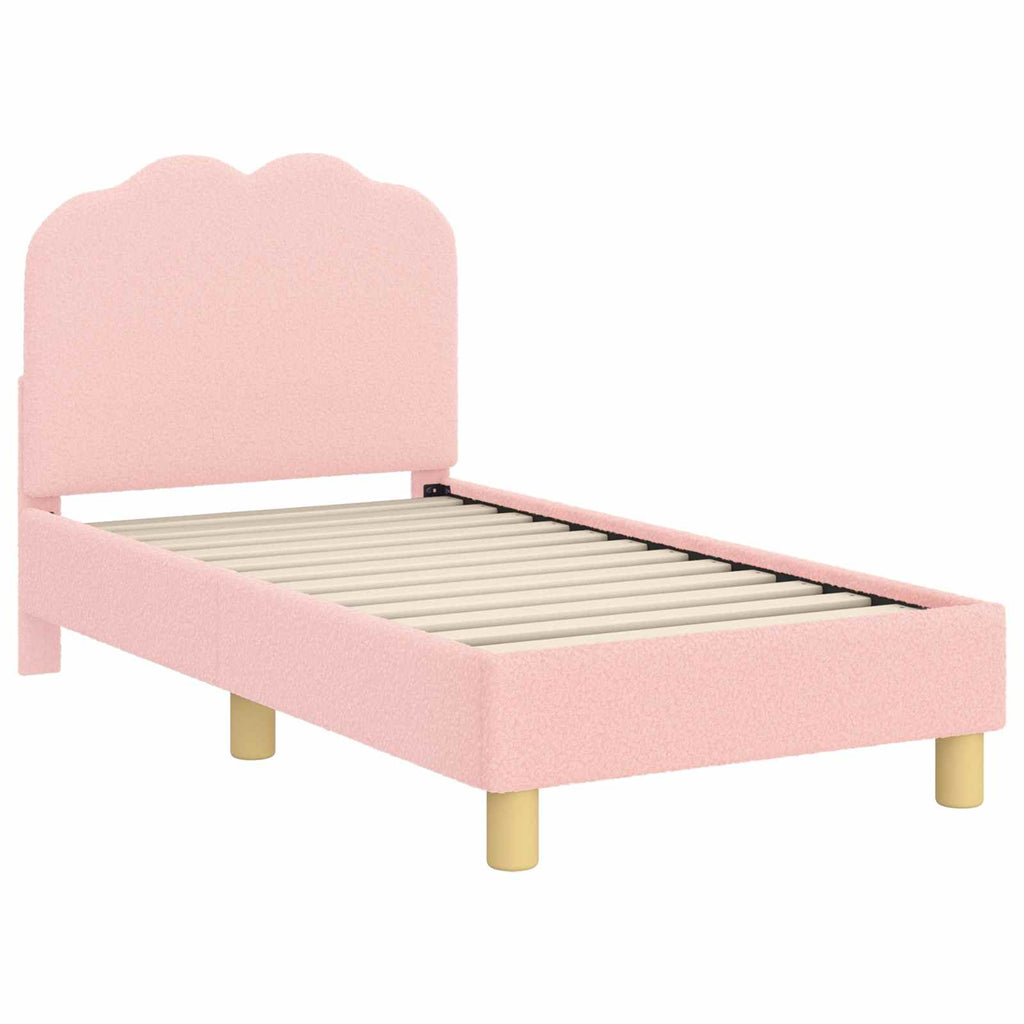 vidaXL Stelaż łóżka dla malucha z oparciem różowy 70 x 140 cm Bouclé