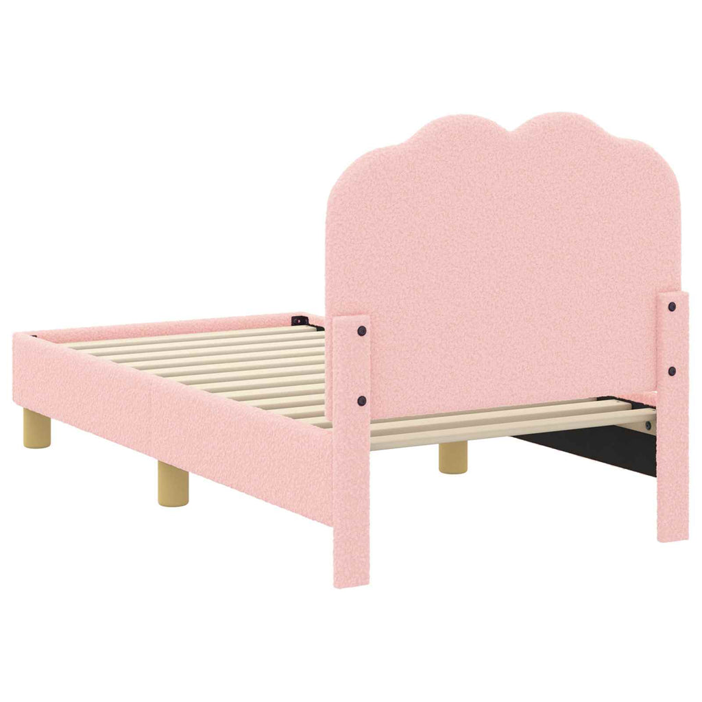 vidaXL Stelaż łóżka dla malucha z oparciem różowy 70 x 140 cm Bouclé