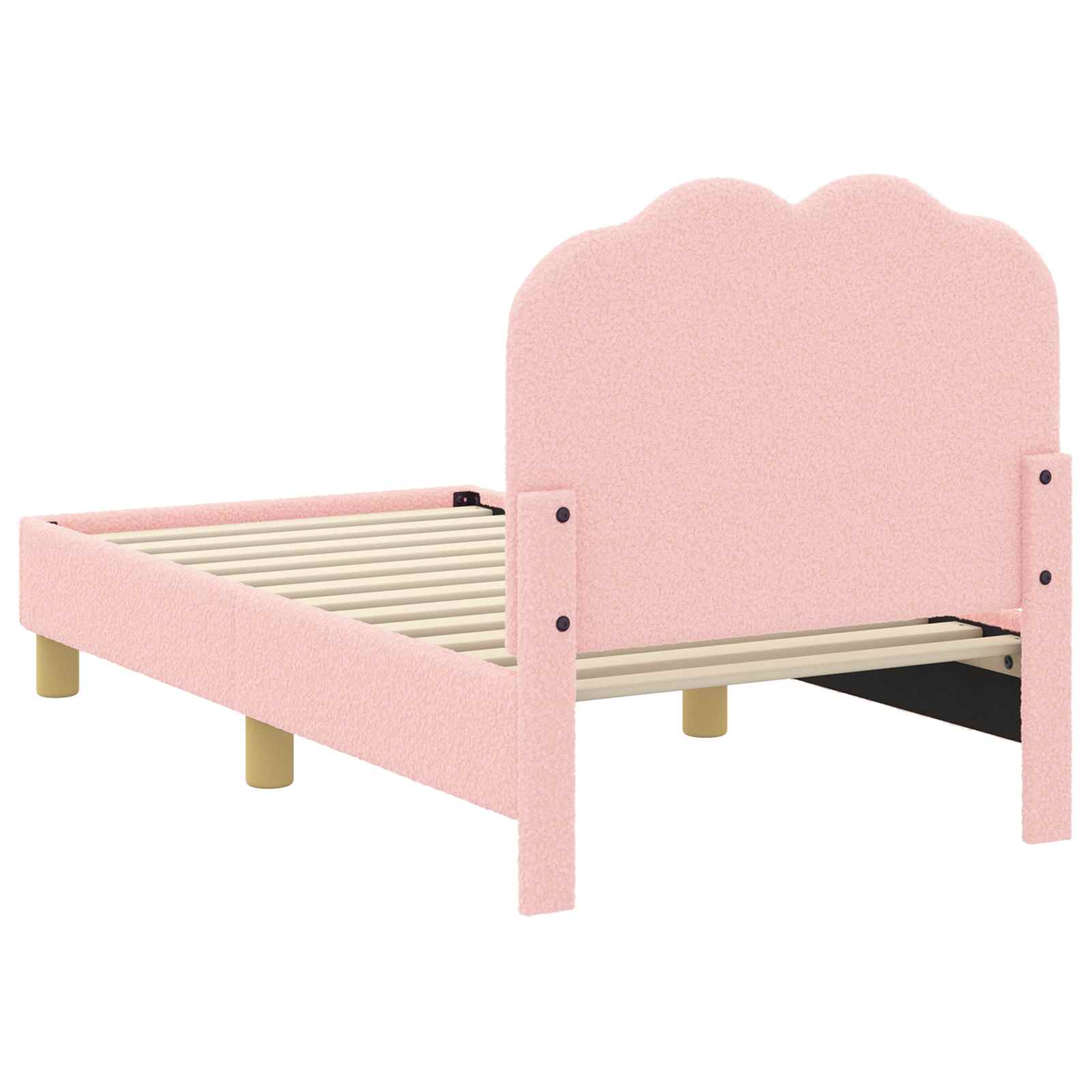vidaXL Stelaż łóżka dla malucha z oparciem różowy 70 x 140 cm Bouclé