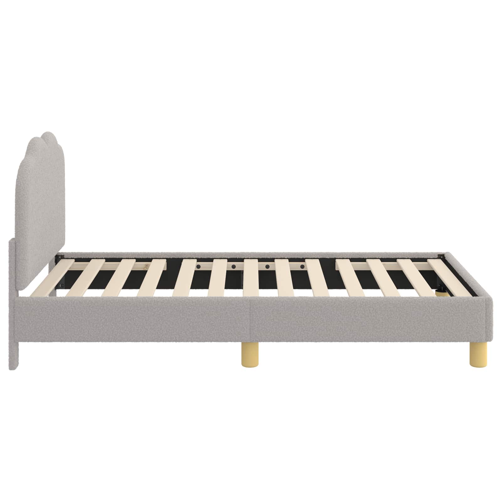 vidaXL Łóżko Dziecięce z Ramą i Zagłówkiem jasnoszary 80x160 cm Bouclé