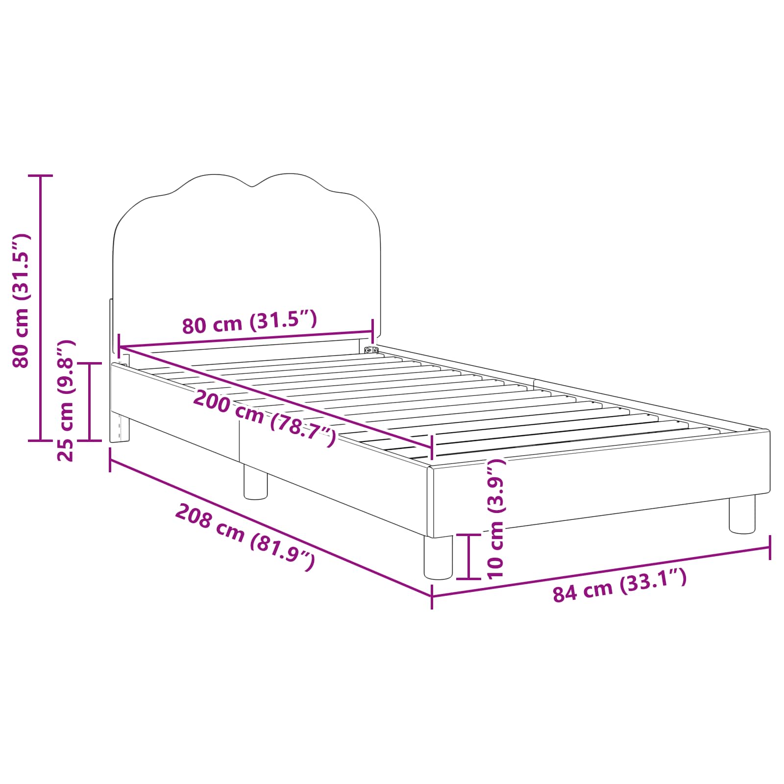 vidaXL Łóżko Dziecięce z Ramą i Zagłówkiem kremowy 80 x 200 cm Bouclé