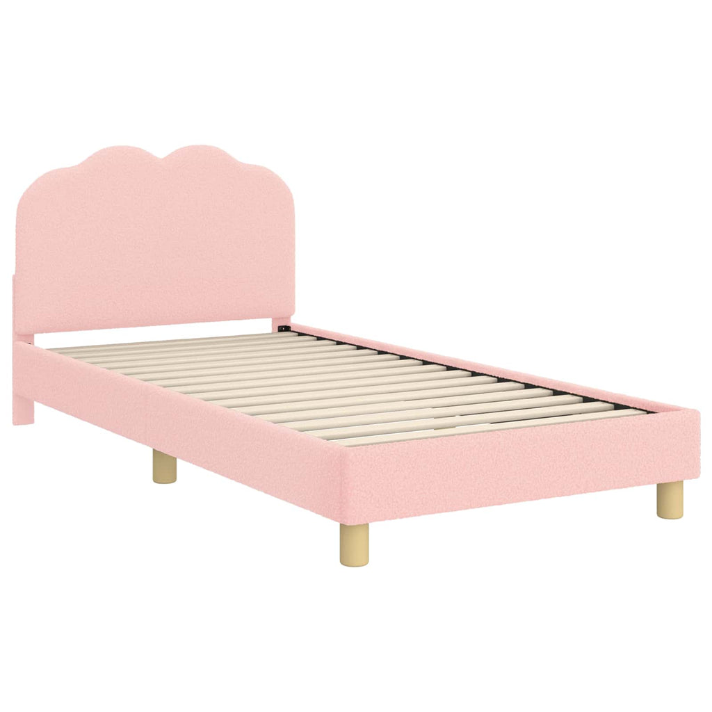 vidaXL Łóżko Dziecięce z Ramą i Zagłówkiem różowy 90 x 190 cm Bouclé