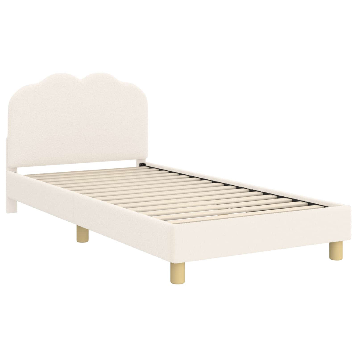 vidaXL Łóżko Dziecięce z Ramą i Zagłówkiem kremowy 90 x 200 cm Bouclé