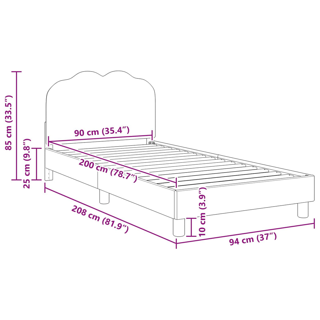 vidaXL Łóżko Dziecięce z Ramą i Zagłówkiem kremowy 90 x 200 cm Bouclé