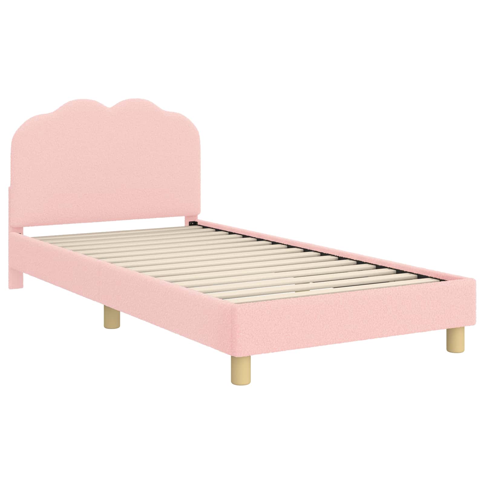 vidaXL Łóżko Dziecięce z Ramą i Zagłówkiem różowy 90 x 200 cm Bouclé