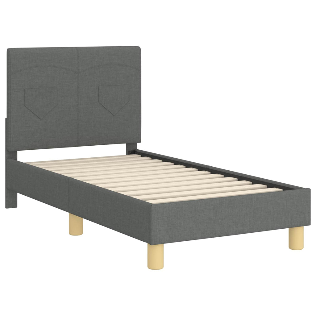 vidaXL Stelaż łóżka dla malucha z oparciem Ciemnoszary 70 x 140 cm