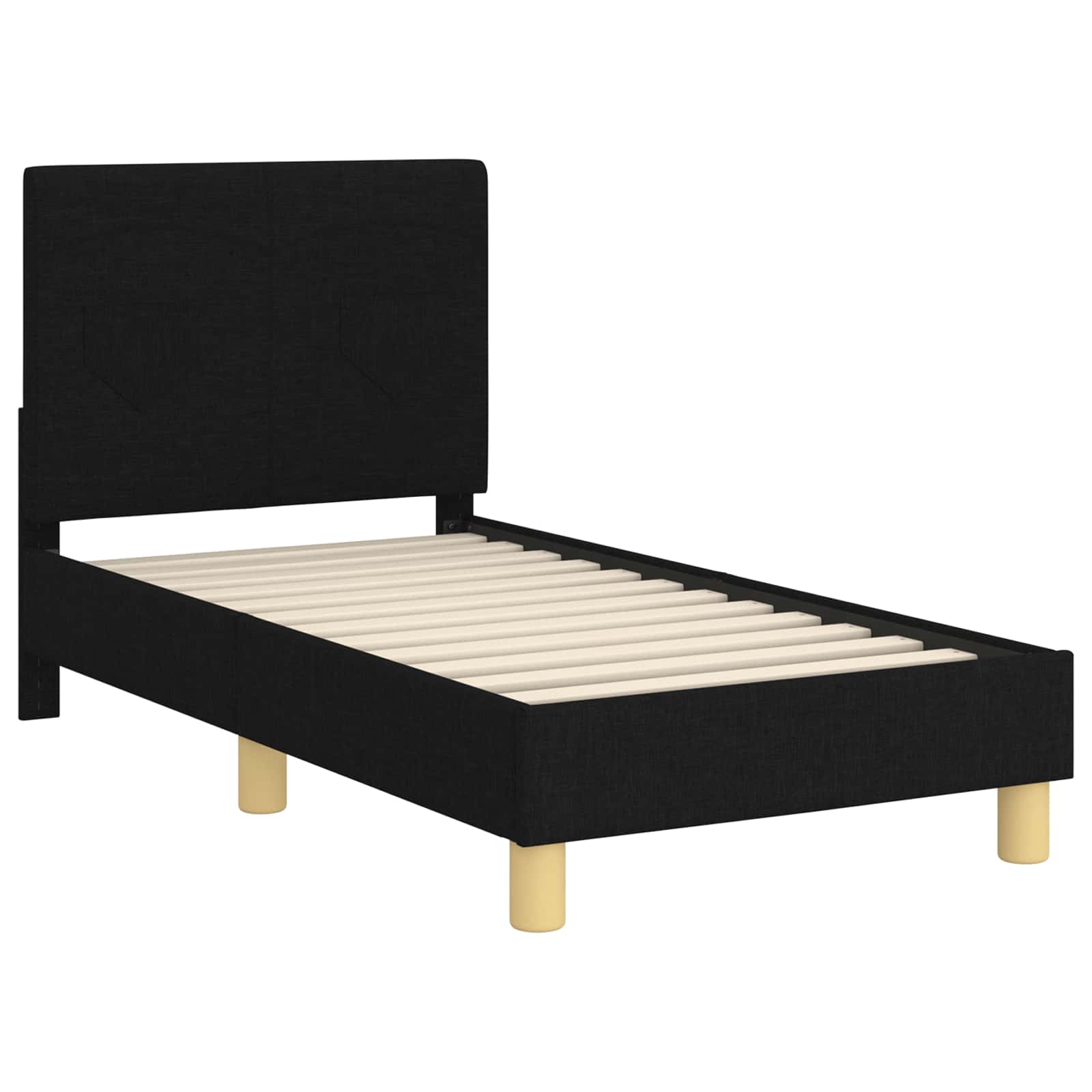 vidaXL Stelaż łóżka dla malucha z oparciem Czarny 70 x 140 cm tkanina