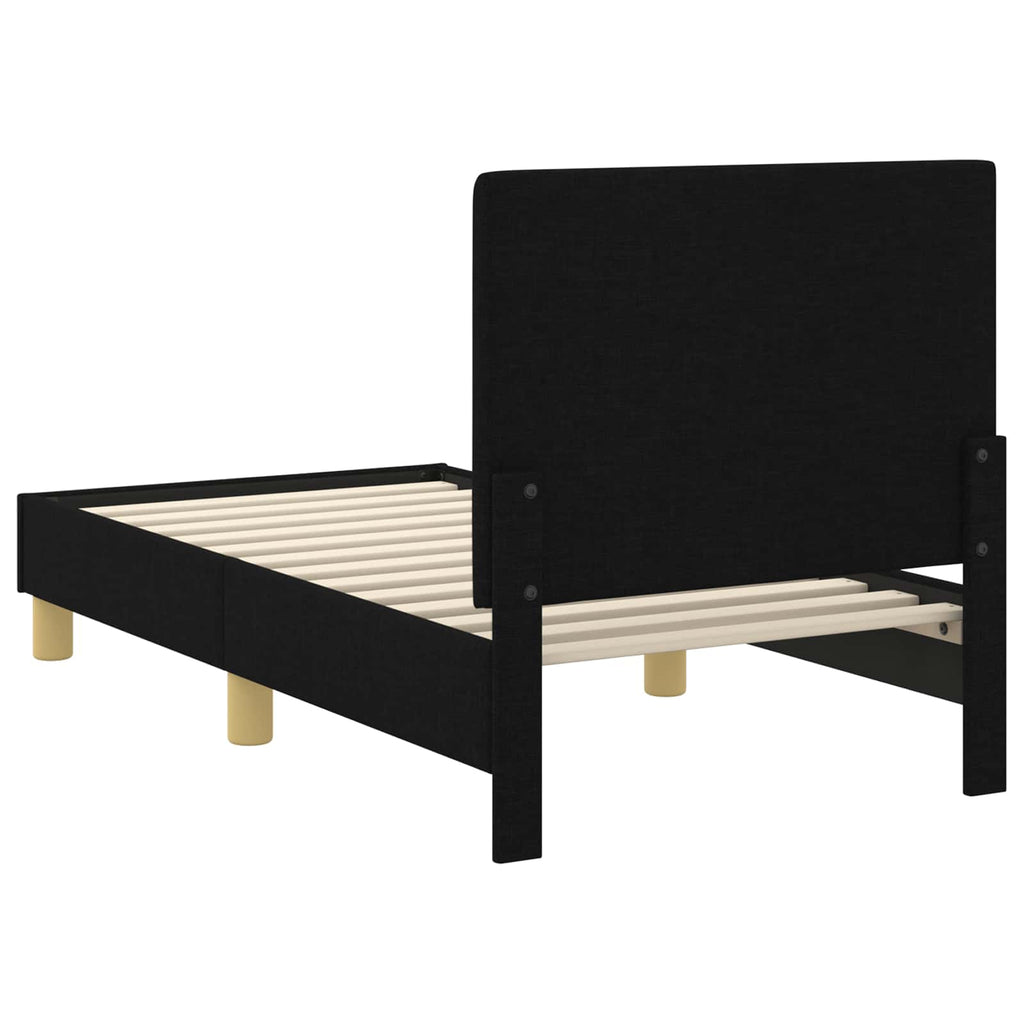 vidaXL Stelaż łóżka dla malucha z oparciem Czarny 70 x 140 cm tkanina
