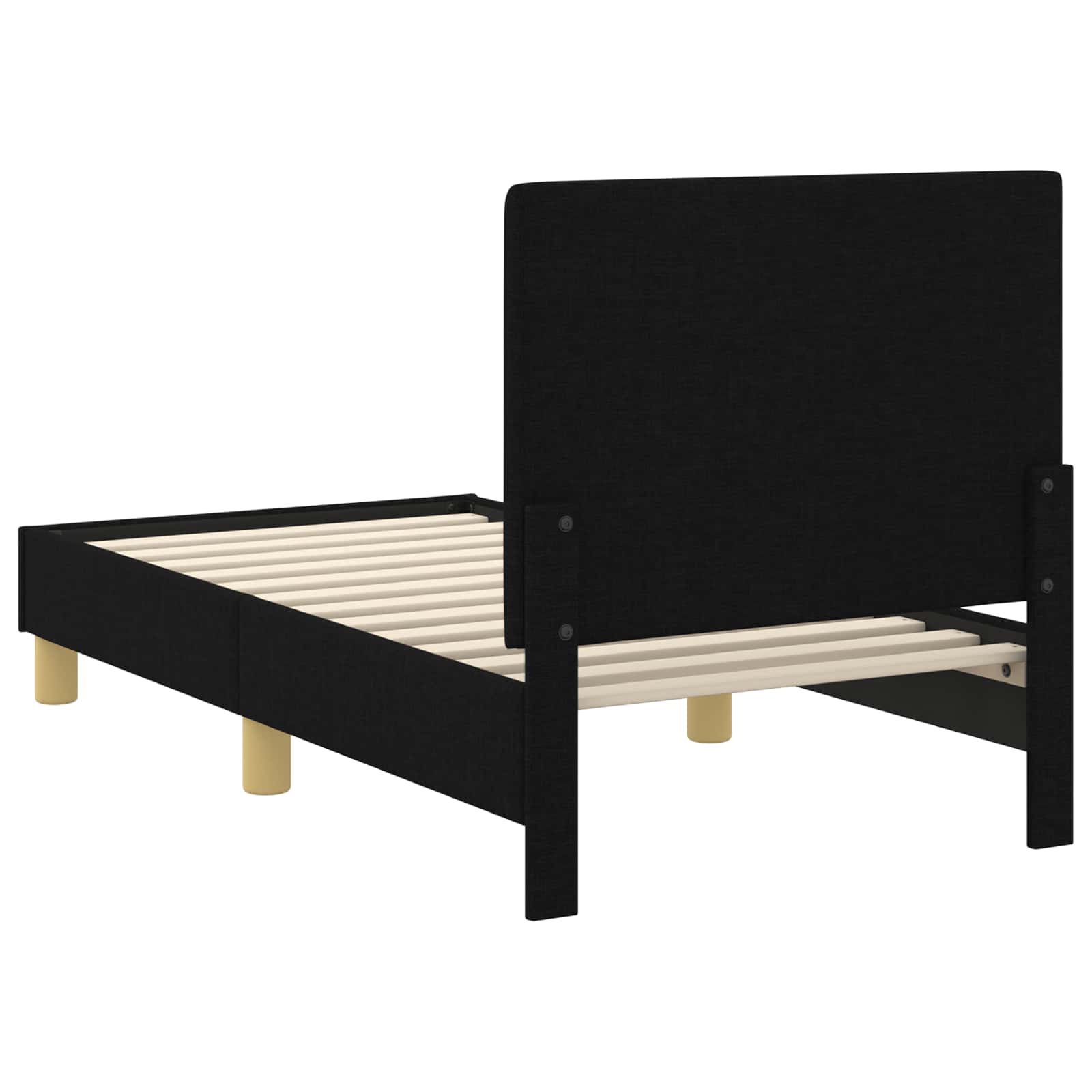 vidaXL Stelaż łóżka dla malucha z oparciem Czarny 70 x 140 cm tkanina