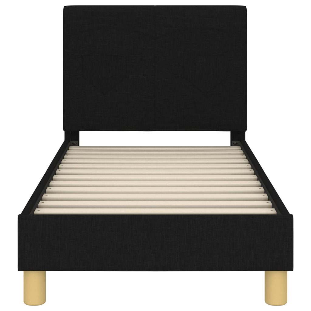 vidaXL Stelaż łóżka dla malucha z oparciem Czarny 70 x 140 cm tkanina