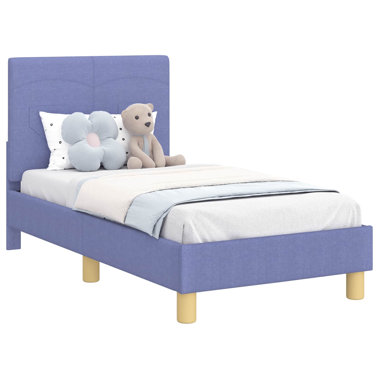 vidaXL Stelaż łóżka dla malucha z oparciem Niebieski dżins 70 x 140 cm