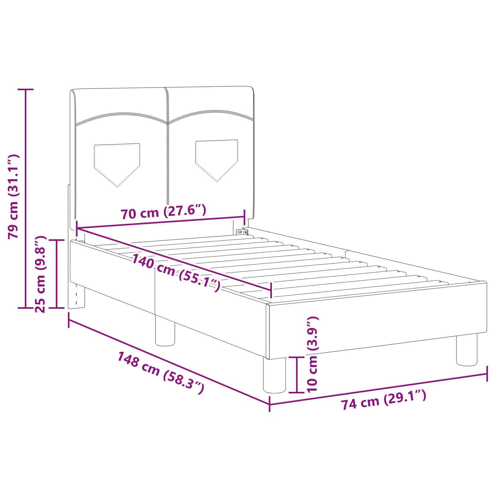 vidaXL Stelaż łóżka dla malucha z oparciem Niebieski dżins 70 x 140 cm