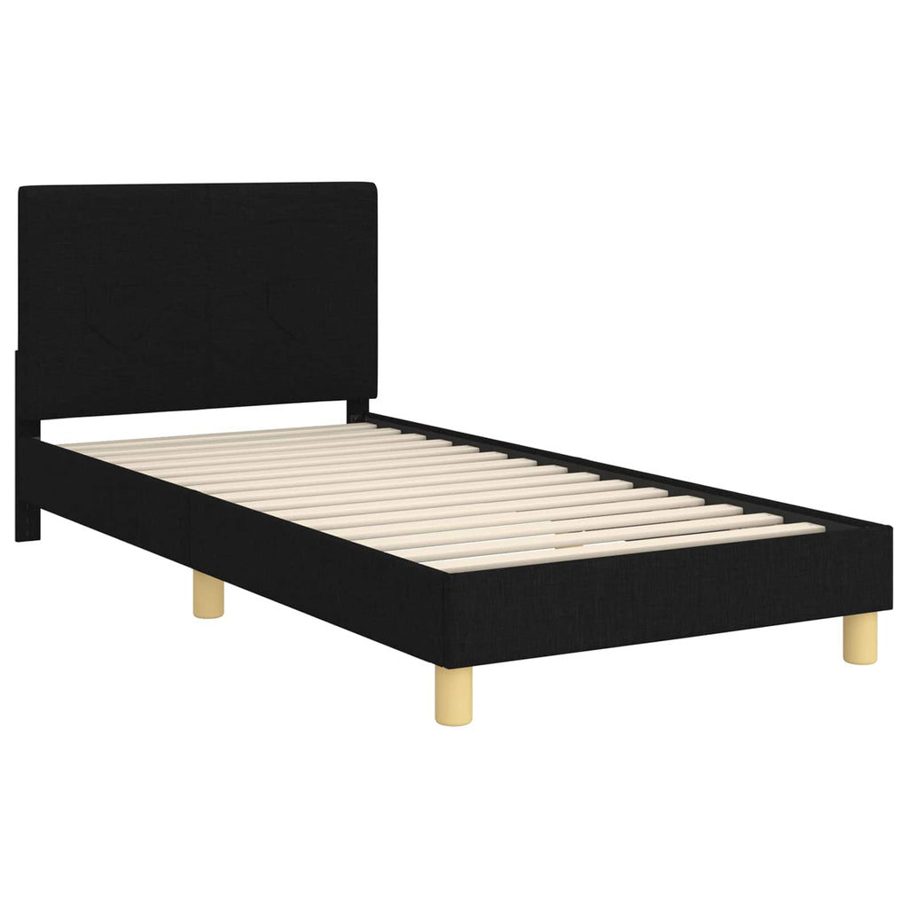 vidaXL Łóżko Dziecięce z Ramą i Zagłówkiem Czarny 80 x 200 cm tkanina