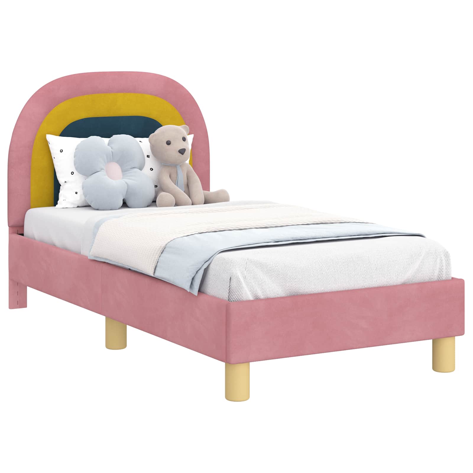 vidaXL Stelaż łóżka dla malucha z oparciem różowy 70 x 140 cm Welur