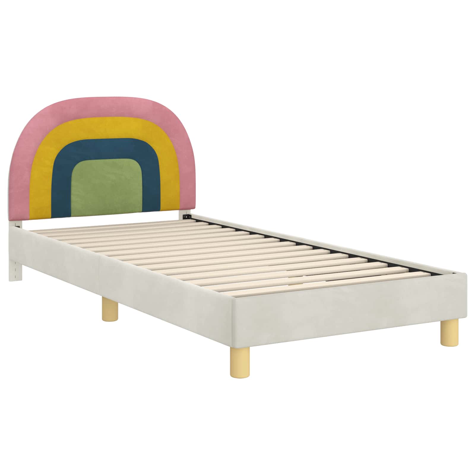 vidaXL Łóżko Dziecięce z Ramą i Zagłówkiem kremowy 90 x 200 cm Welur