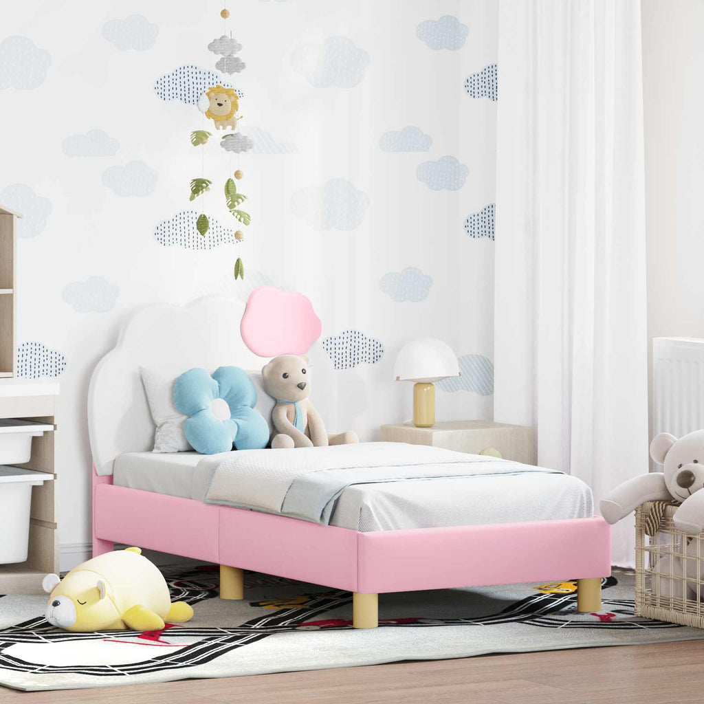 vidaXL Stelaż łóżka dla malucha z oparciem różowy 70 x 140 cm PU