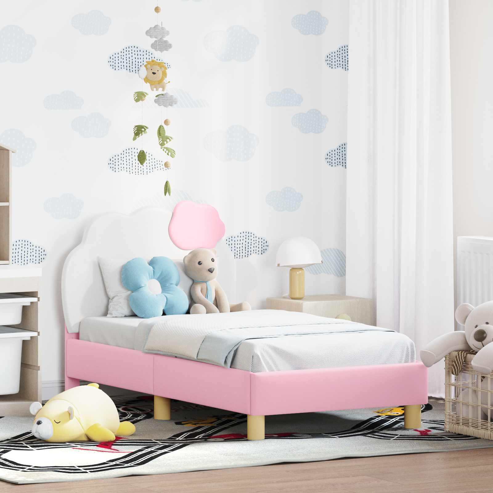 vidaXL Stelaż łóżka dla malucha z oparciem różowy 70 x 140 cm PU
