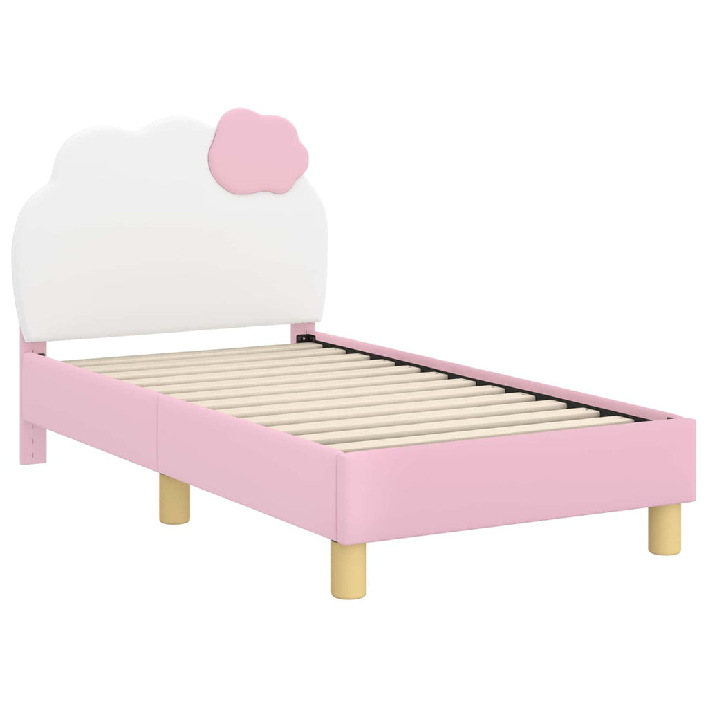 vidaXL Stelaż łóżka dla malucha z oparciem różowy 70 x 140 cm PU