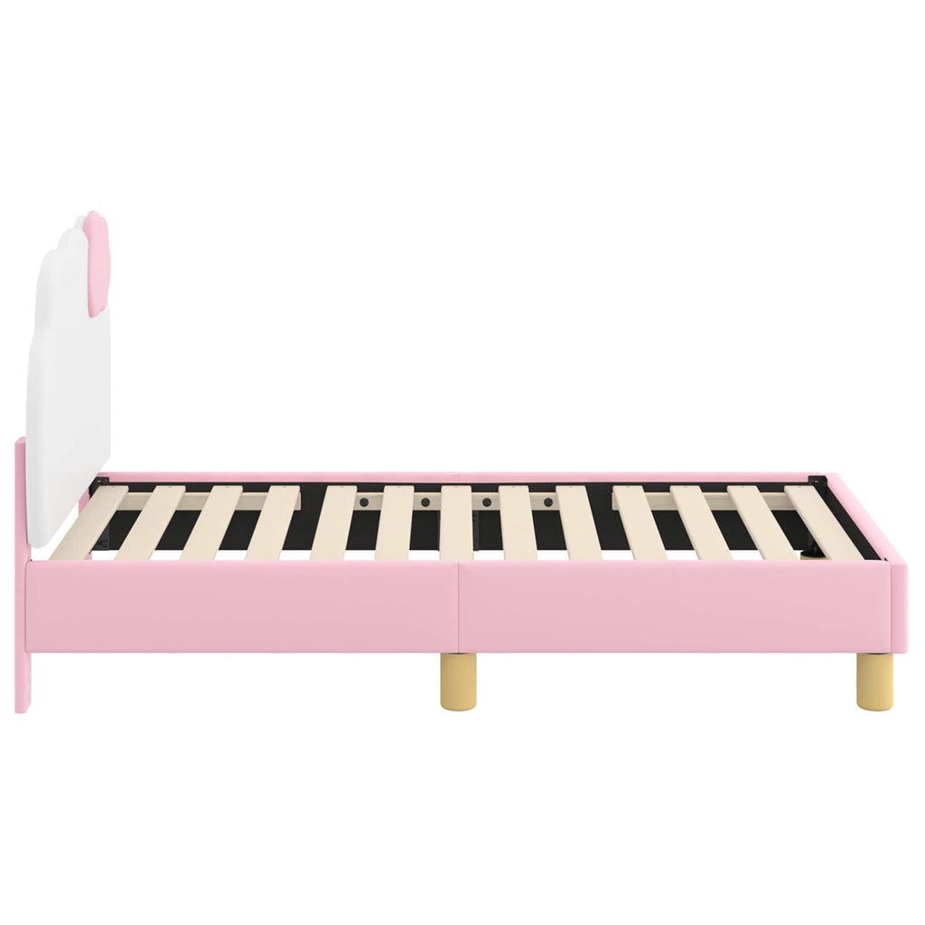 vidaXL Stelaż łóżka dla malucha z oparciem różowy 70 x 140 cm PU