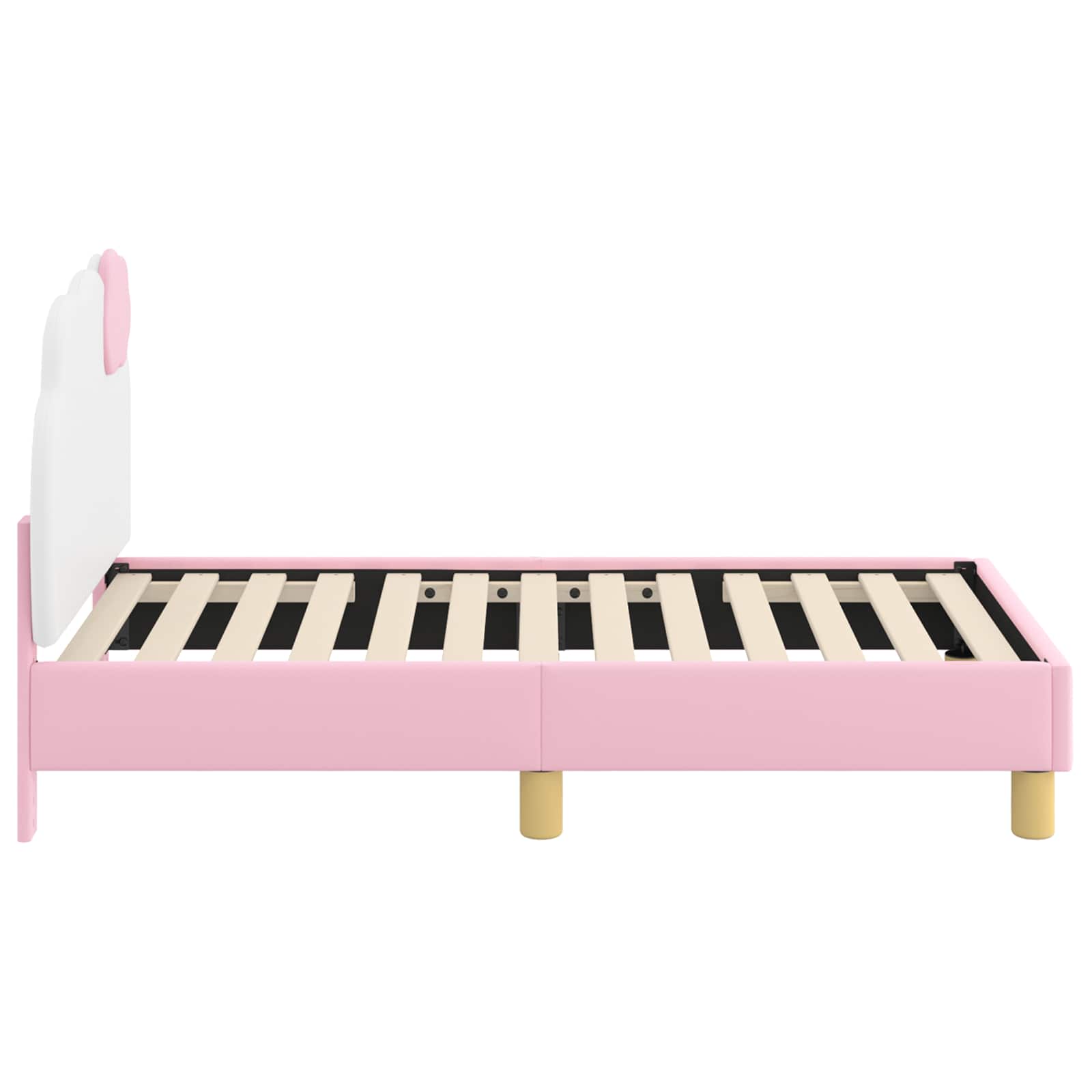 vidaXL Stelaż łóżka dla malucha z oparciem różowy 70 x 140 cm PU