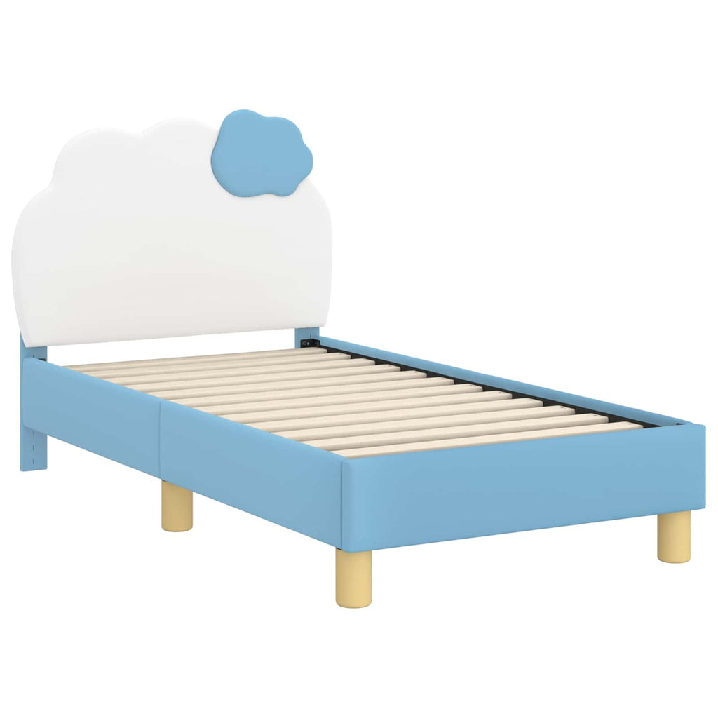 vidaXL Stelaż łóżka dla malucha z oparciem niebieski 70 x 140 cm PU