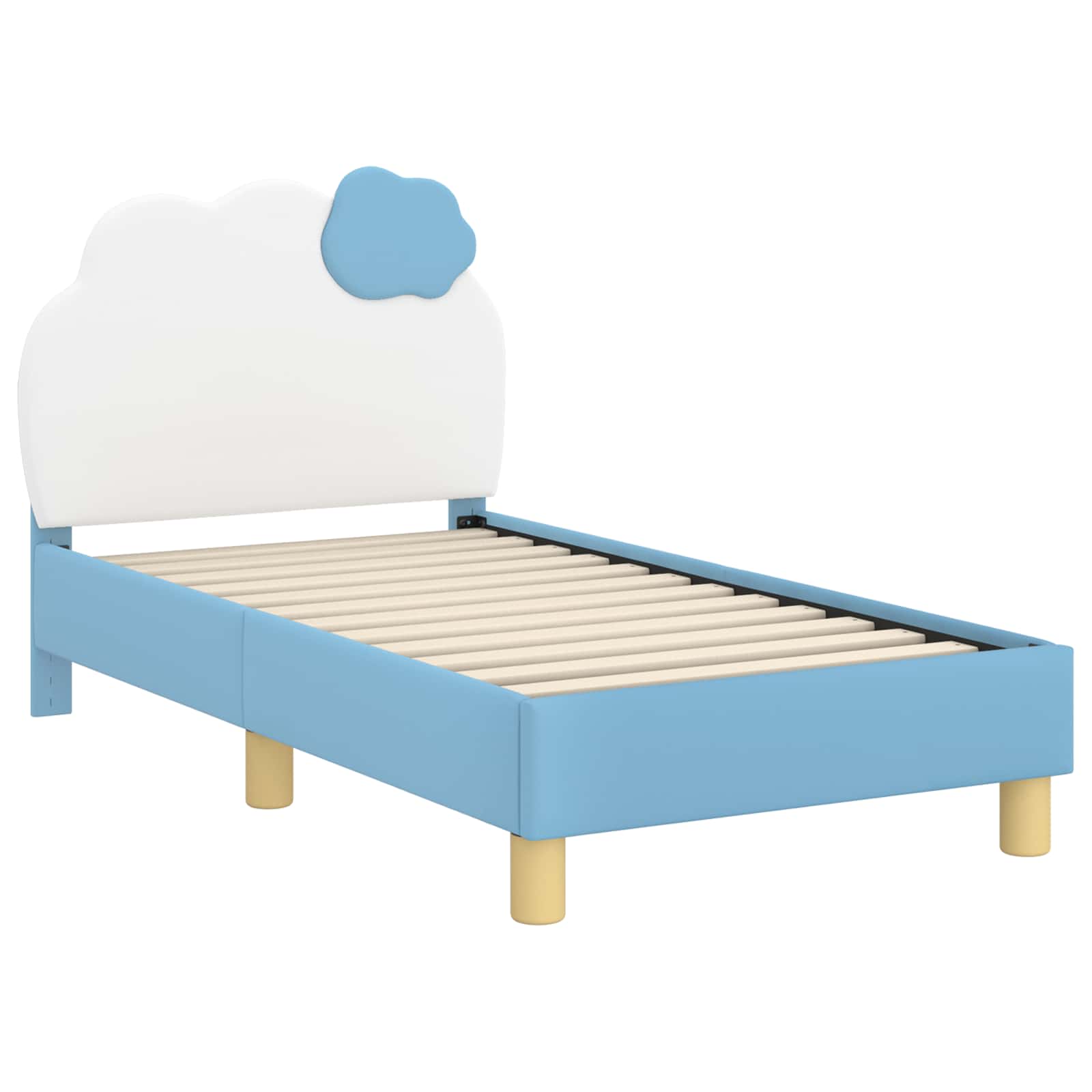 vidaXL Stelaż łóżka dla malucha z oparciem niebieski 70 x 140 cm PU