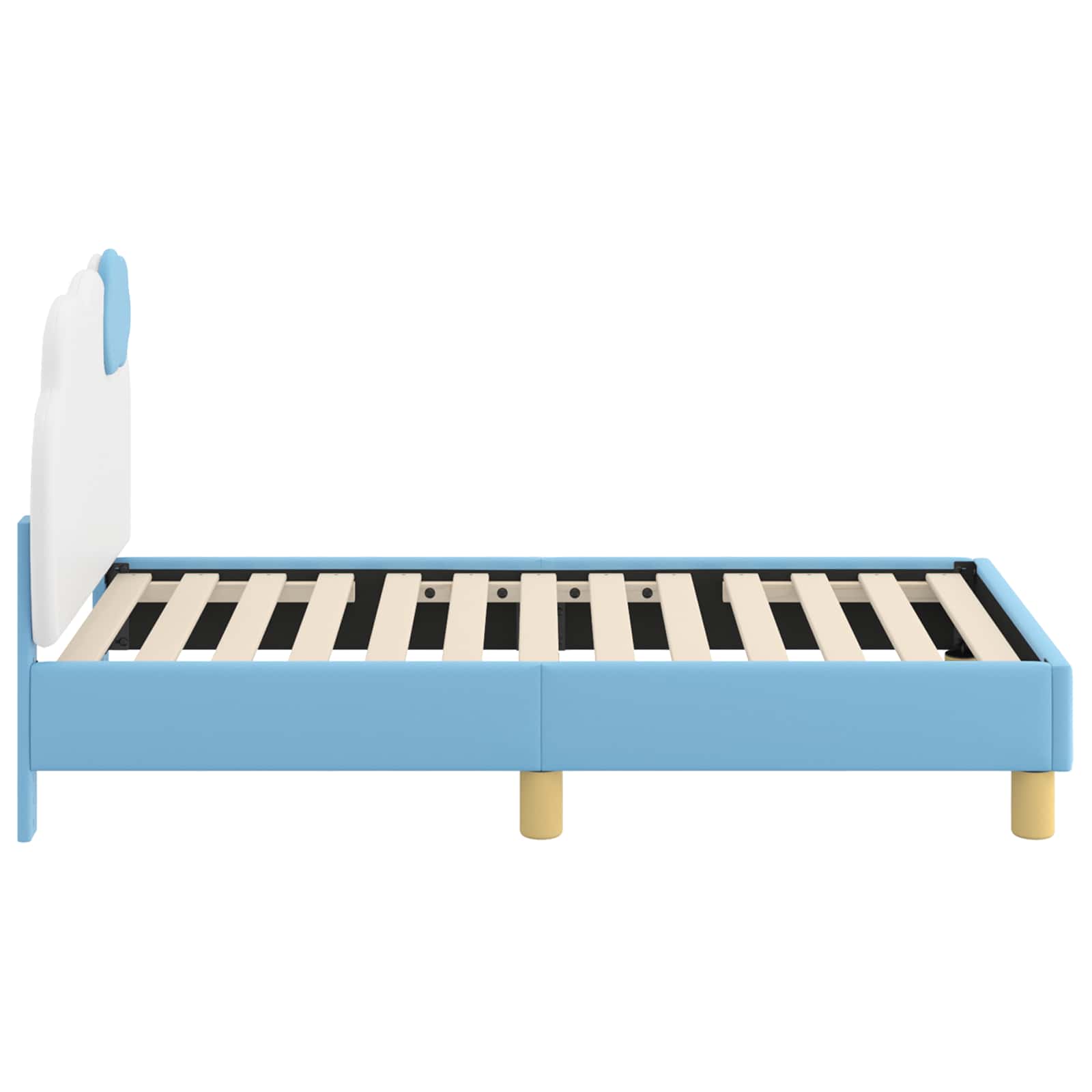 vidaXL Stelaż łóżka dla malucha z oparciem niebieski 70 x 140 cm PU