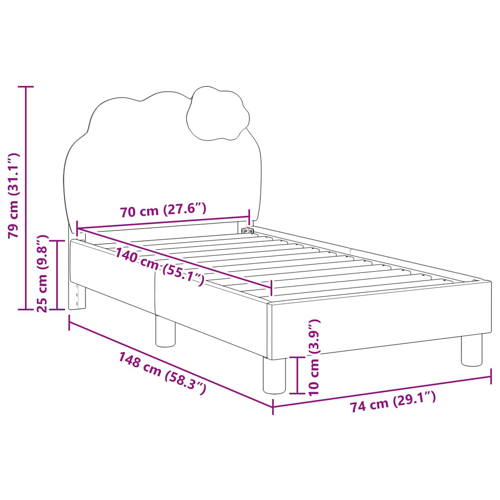 vidaXL Stelaż łóżka dla malucha z oparciem niebieski 70 x 140 cm PU