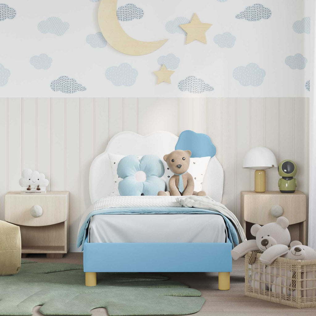 vidaXL Łóżko Dziecięce z Ramą i Zagłówkiem niebieski 80 x 160 cm PU