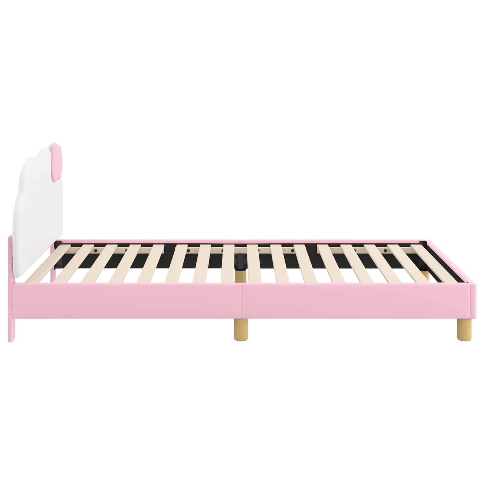 vidaXL Łóżko Dziecięce z Ramą i Zagłówkiem różowy 90 x 190 cm PU